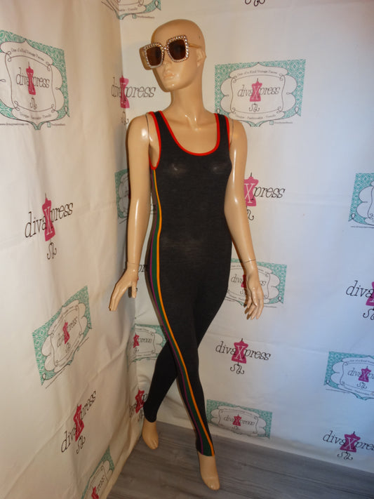 Vintage Morec Gray Colorful Jumpsuit Size S- M