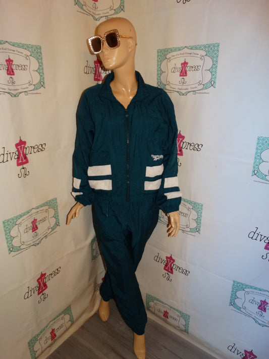 Vintage Reebok Green/White 2 Piece Track Suit Size M