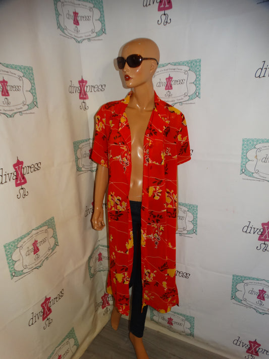 Vintage Mlle Gabrielle red/Yellow Sheer Duster Size 1x