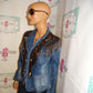 Vintage Jean Custom Jacket With Brown Beaded Size M