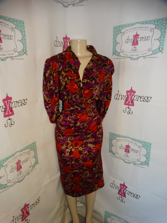 Vintage Sweet Miranda Brown Floral Dress Size L