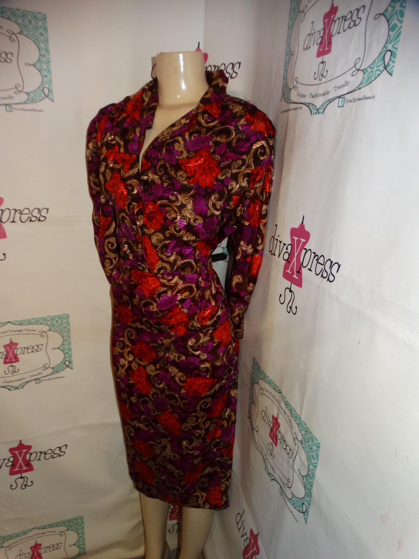 Vintage Sweet Miranda Brown Floral Dress Size L
