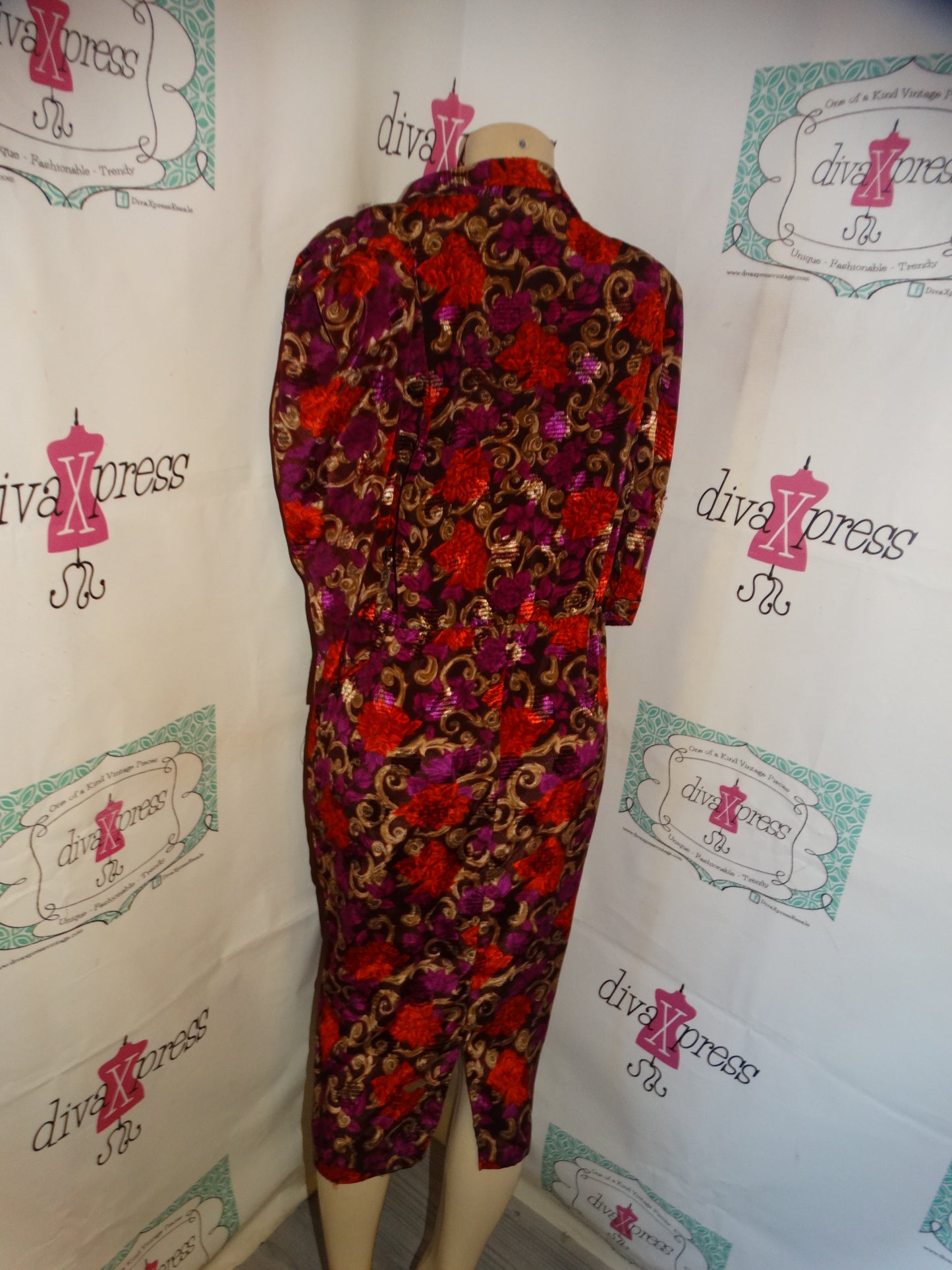 Vintage Sweet Miranda Brown Floral Dress Size L