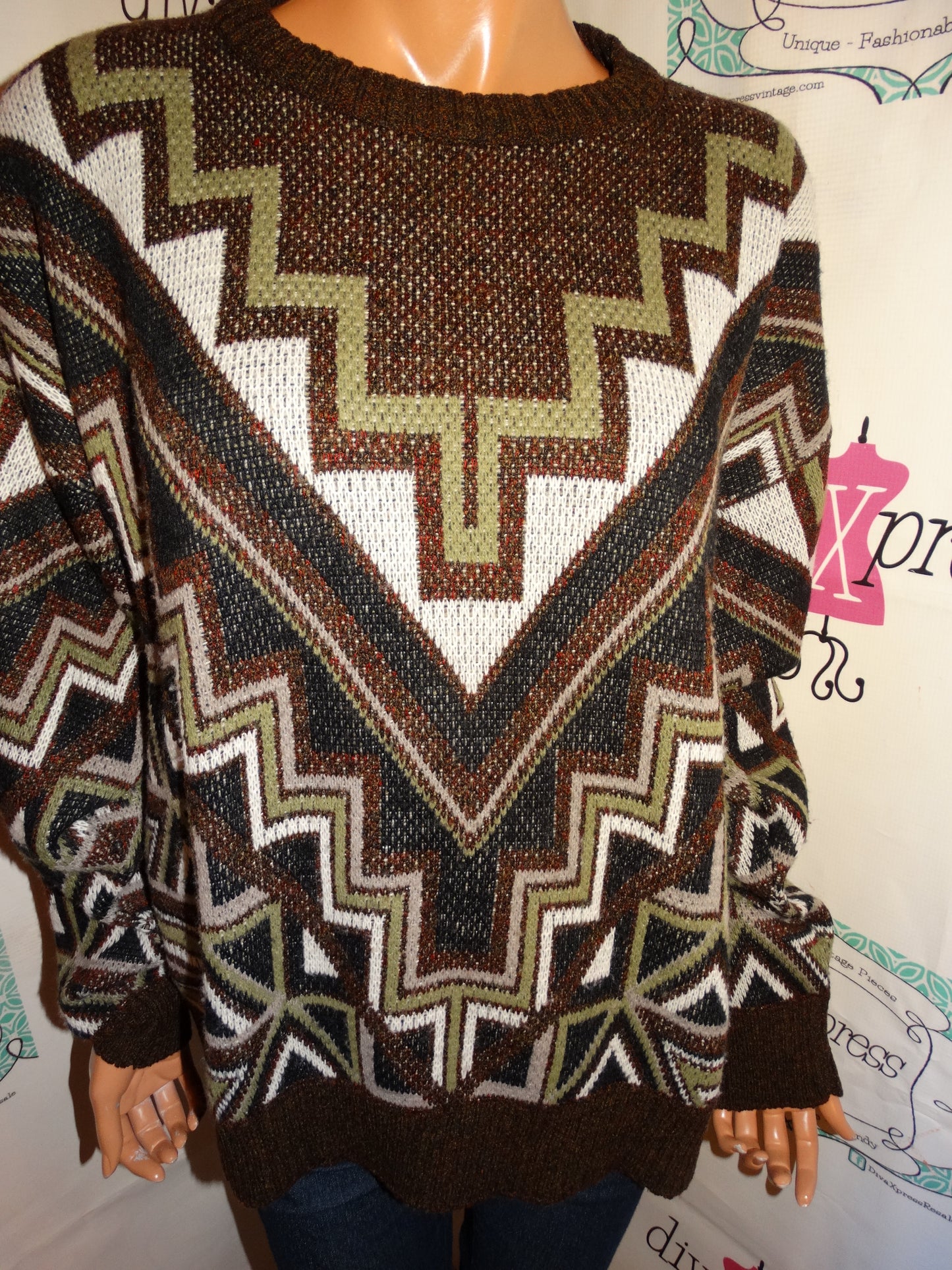 Vintage London Gog Green/Tan Sweater Size 1x