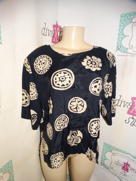 Vintage Zapa Black/Tan Blouse Size XL