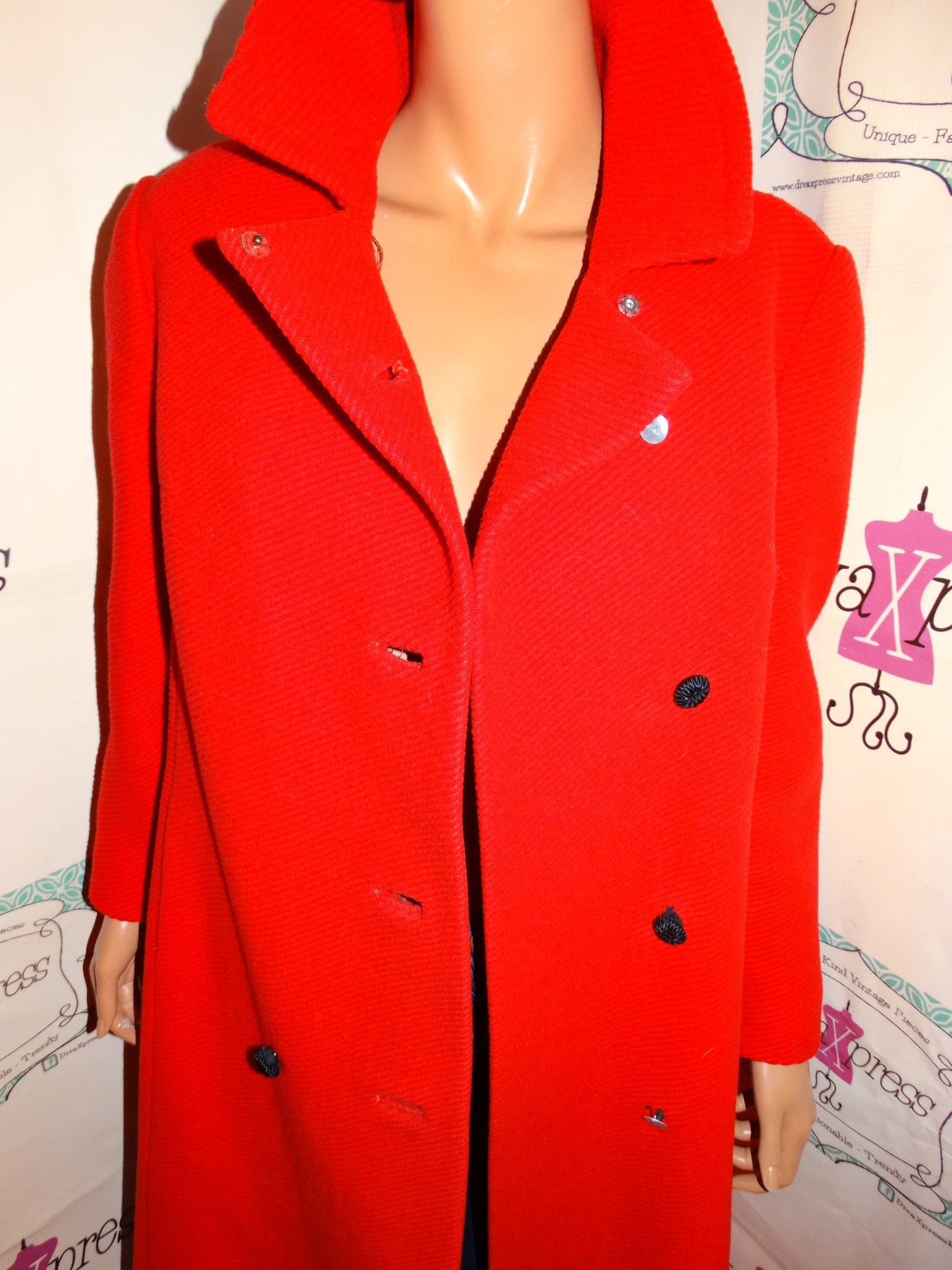 Vintage Red Wool Coat Size S