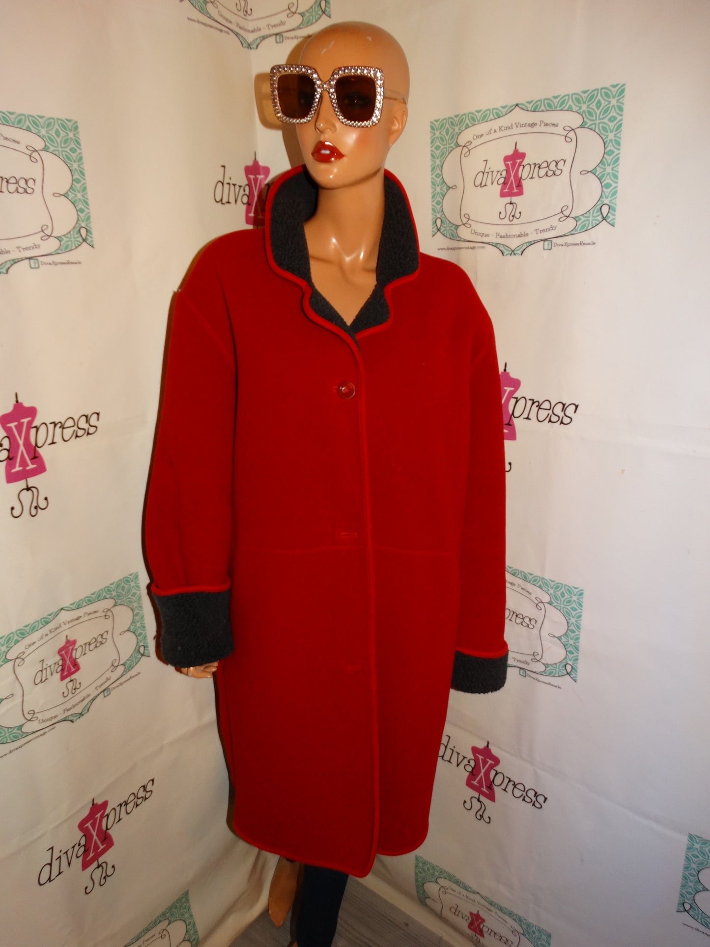 Vintage New Bay Red Sweater Coat Size 1x