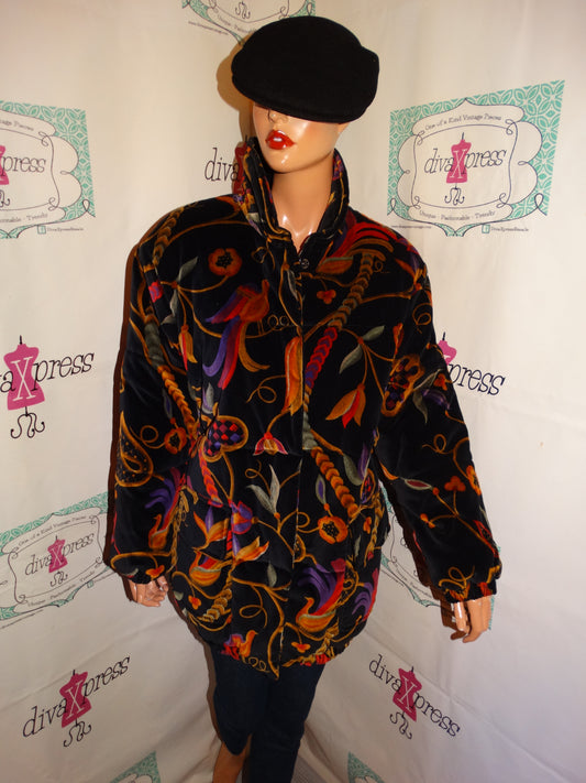 Vintage London Fog Black Chain Colorful Puff Coat Size L