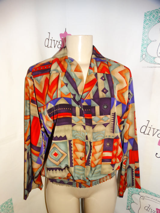 Vintage Tropics Colorful Blouse Size S