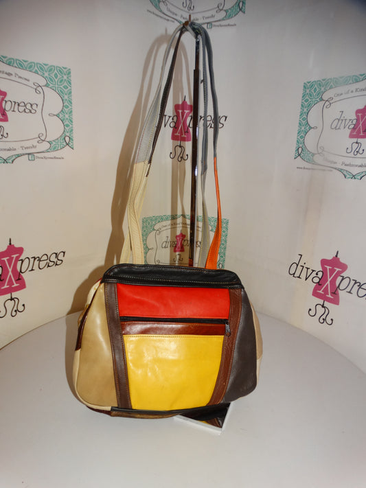 Vintage Colorful Leather Purse Size L