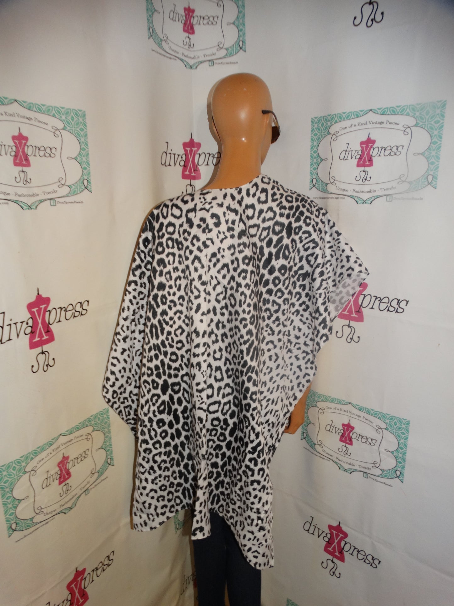 Vintage White Cheetah Poncho 1 Size Fits All