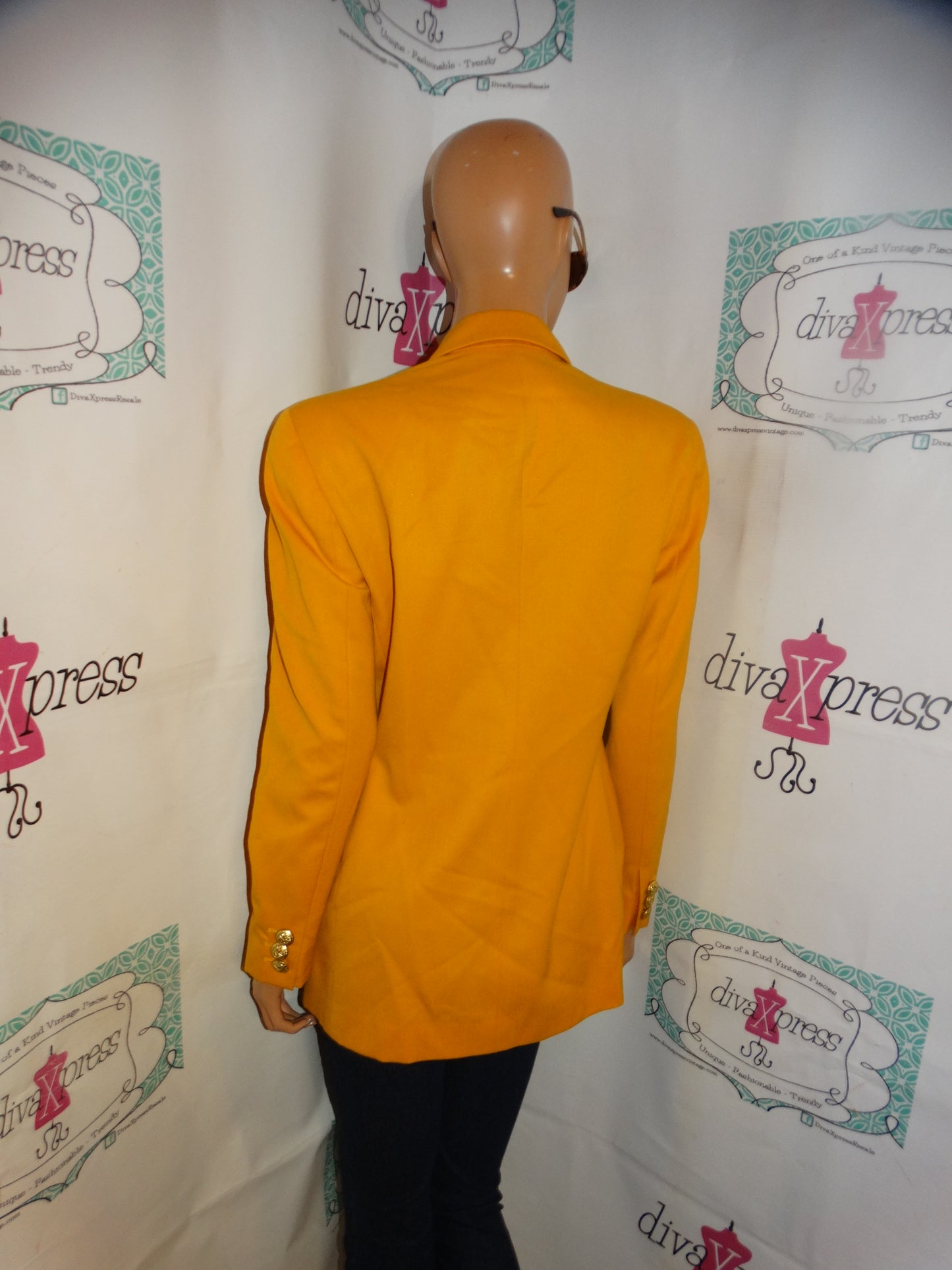 Vintage Lillie Rubin Mustard Yellow Sequins Pocket Blazer Size S