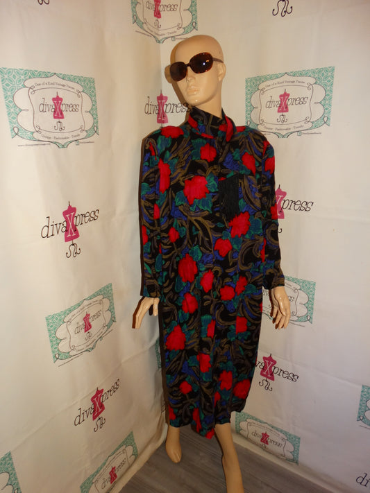 Vintage Joseph Bruno Black Floral Dress Size 2x