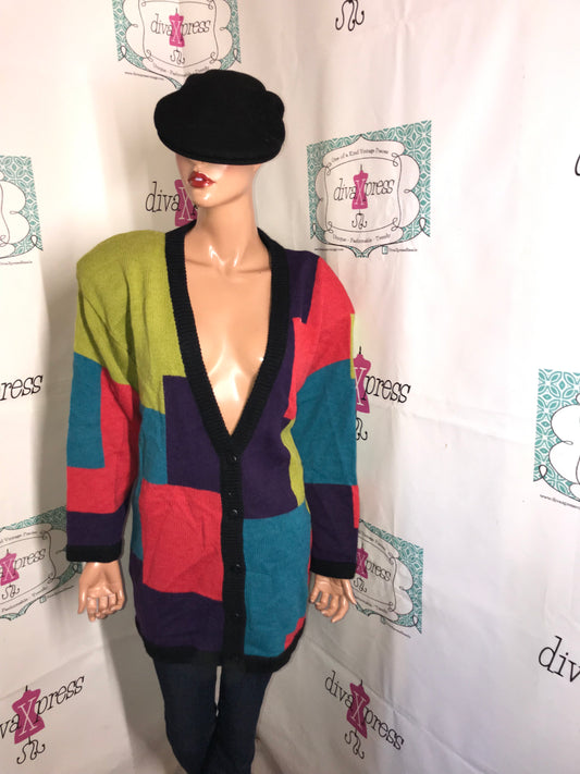 Vintage Magnolia Black Colorful Sweater Size 2x