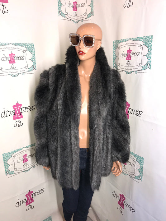 Vintage Mirage Outwear Gray/Black Faux Fur Coat Size XL
