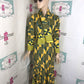 Vintage Yellow/Green Flare African Style Dress Size M