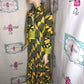 Vintage Yellow/Green Flare African Style Dress Size M