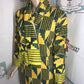 Vintage Yellow/Green Flare African Style Dress Size M