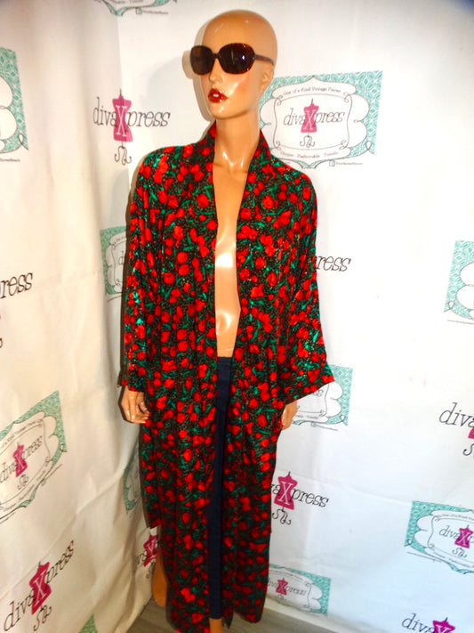 Vintge Jo Into Black/Red Rose Throw Size XL