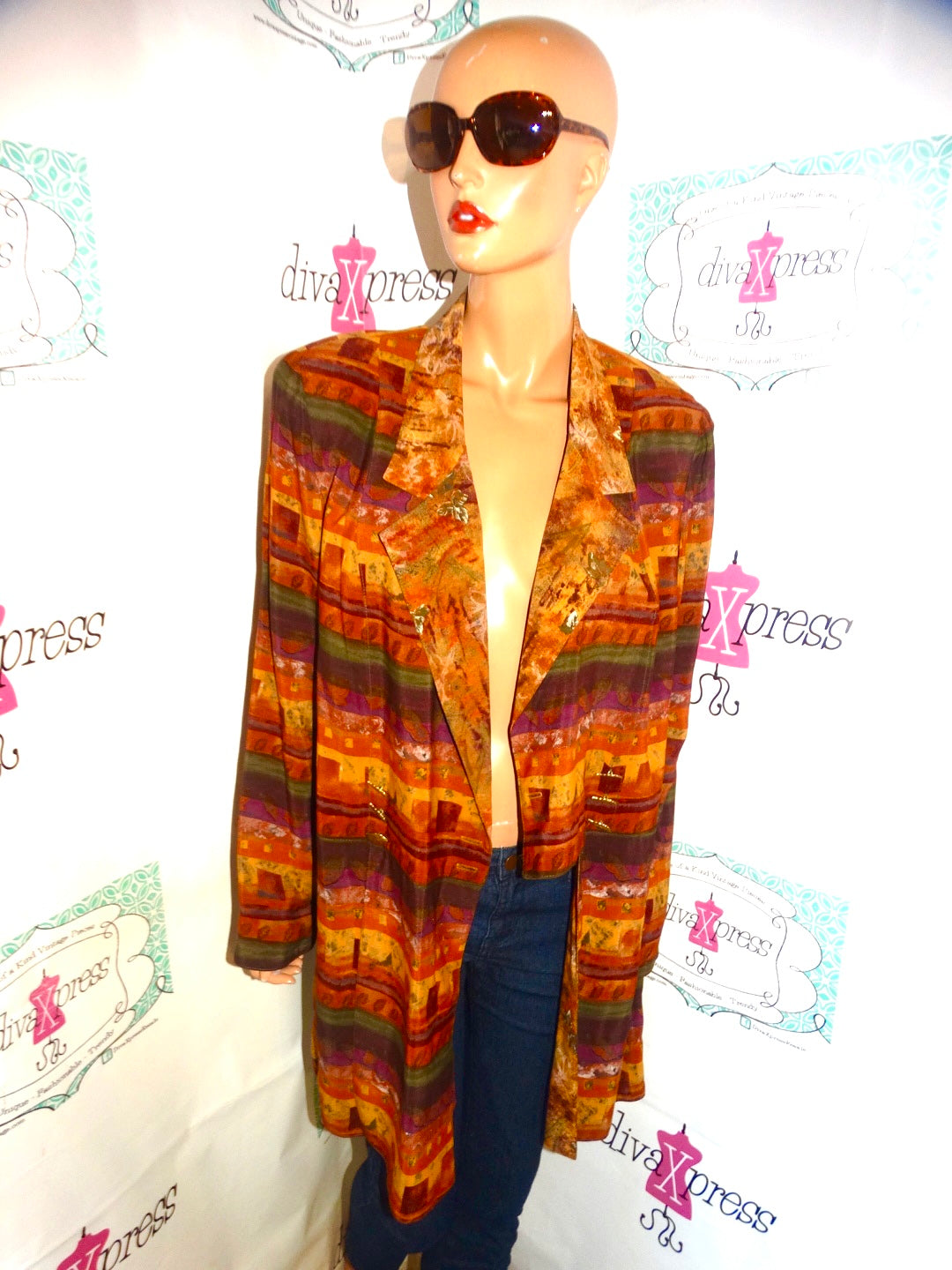 Vintage Platinum Brown/Green Burgundy Blazer Size L