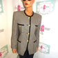 Vintage Oleg Cassini Black/White Gold Button Blazer/Top Size M