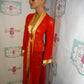 Vintage Red Asian Sheer Duster with Shingles Size S