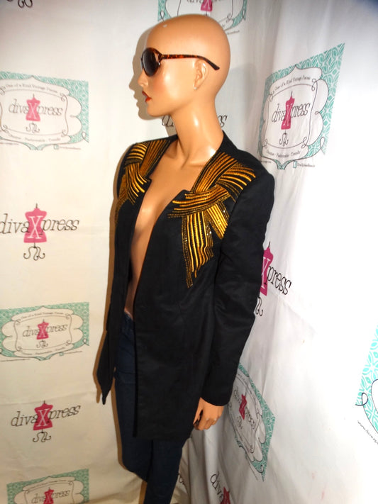 Vintage K& B Black/Gold Beaded Blazer Size M