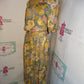 Vintage JH Collectibles Tan/Yellow Floral 2 Piece Skirt Set Size M