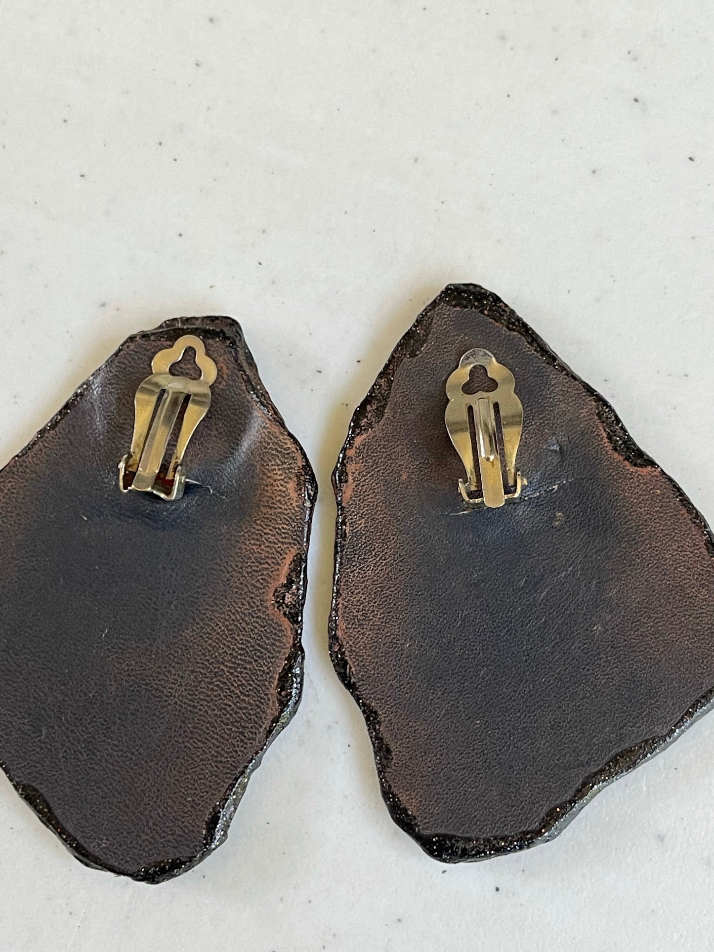 Vintage Leather Clip On Earrings (Shipping INCLUDED IN PRICE)