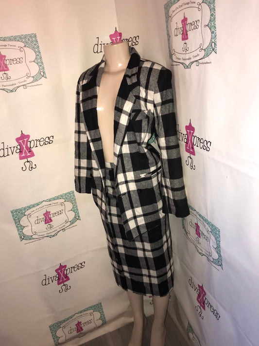 Vintage Rocky Black/White Plaid 2 Piece Skirt Set Size S-M
