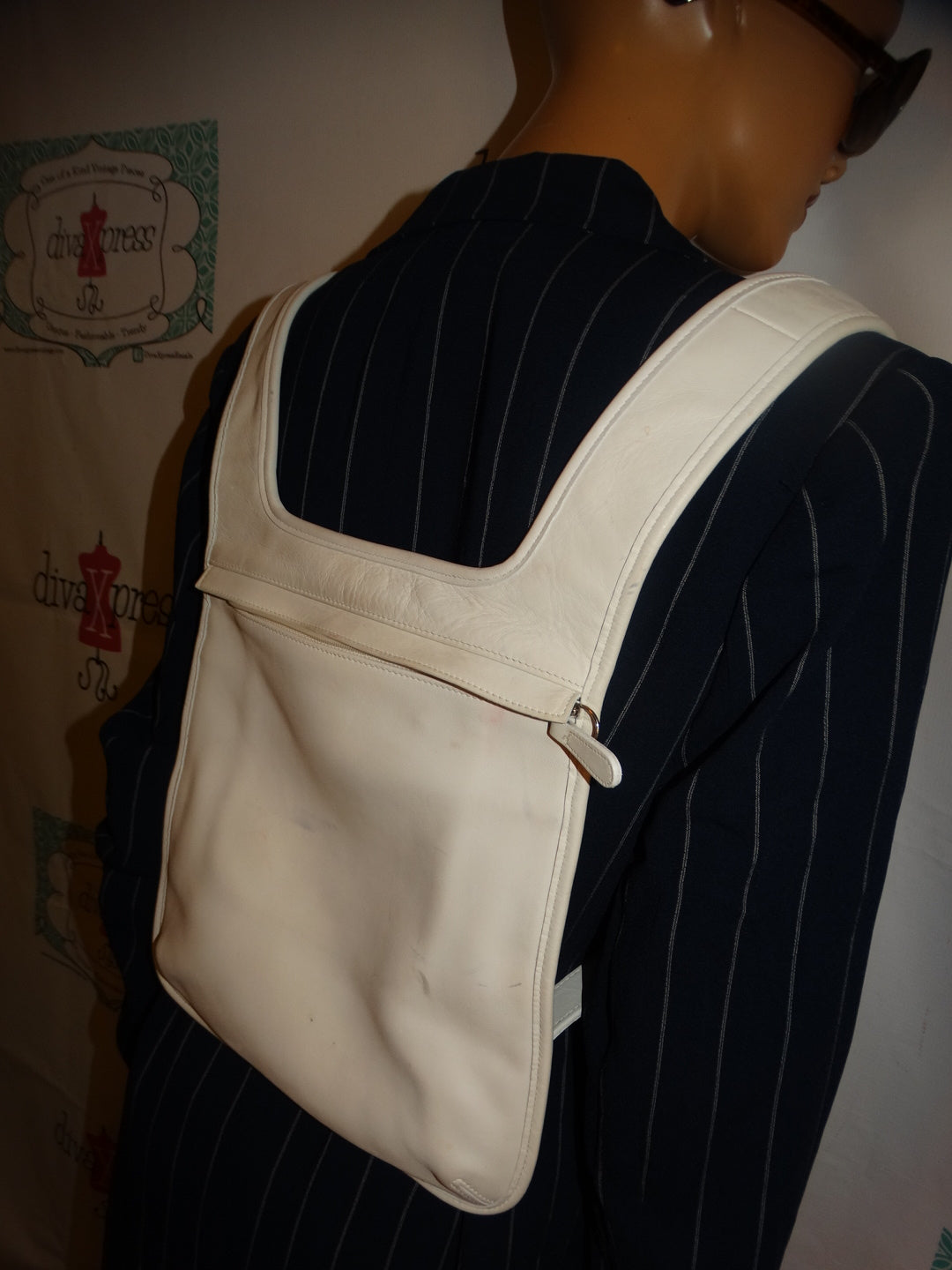 Vintage White Leather  Authentic Coach Backpack Purse