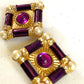 Vintage Purple/Gold Clip On Earrings  (Shipping INCLUDED IN PRICE)
