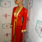 Vintage Red Asian Sheer Duster with Shingles Size S