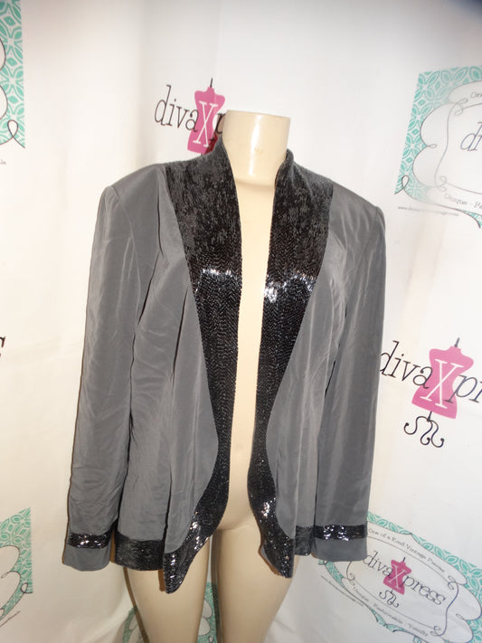 Vintage Jovani Gray Beaded Blazer Size XL