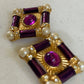 Vintage Purple/Gold Clip On Earrings  (Shipping INCLUDED IN PRICE)