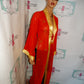 Vintage Red Asian Sheer Duster with Shingles Size S