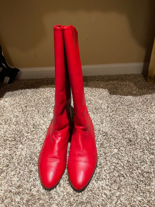 Vintage Red Leather Boots Size 9