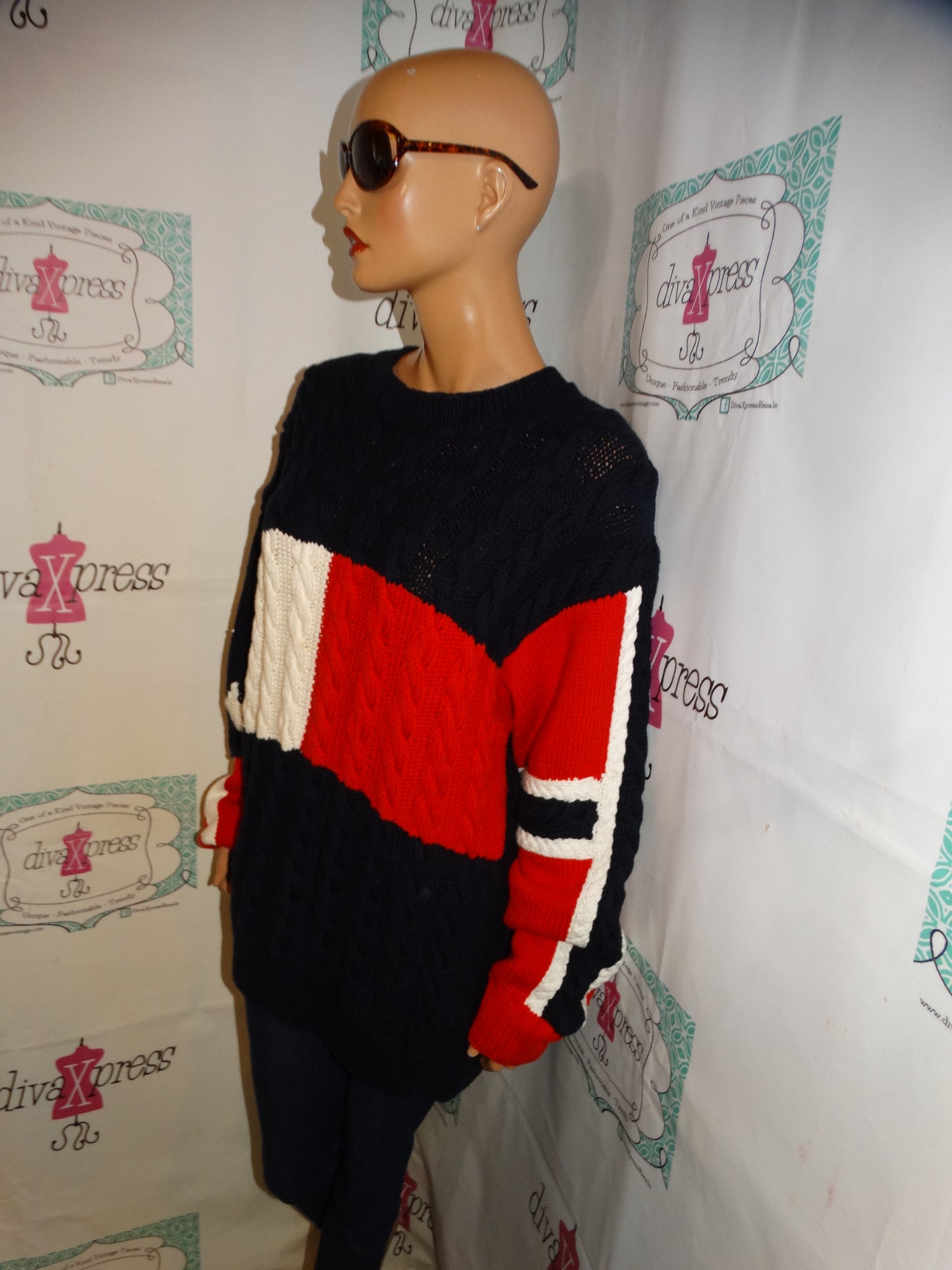 Vintage Tommy Hilfiger Blue/Red/White Sweater Size 1x