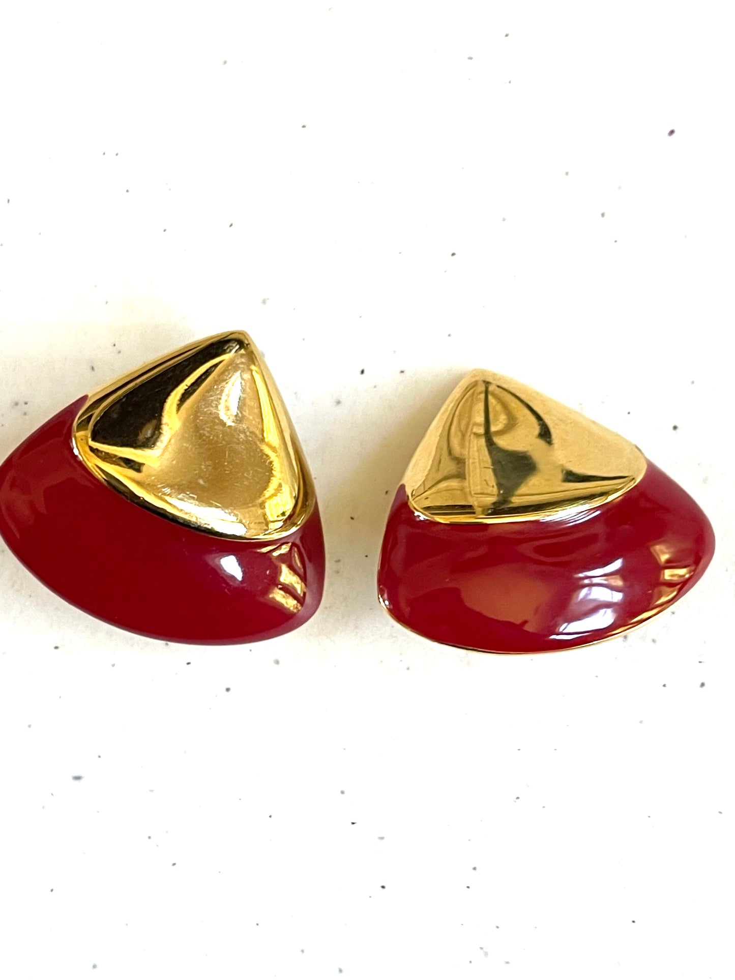 Vintage Red/Gold Clip ON Earrings Size M