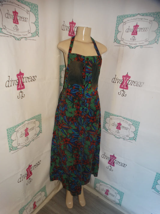 Vintage Leopard JEan Overall  Dress Size L