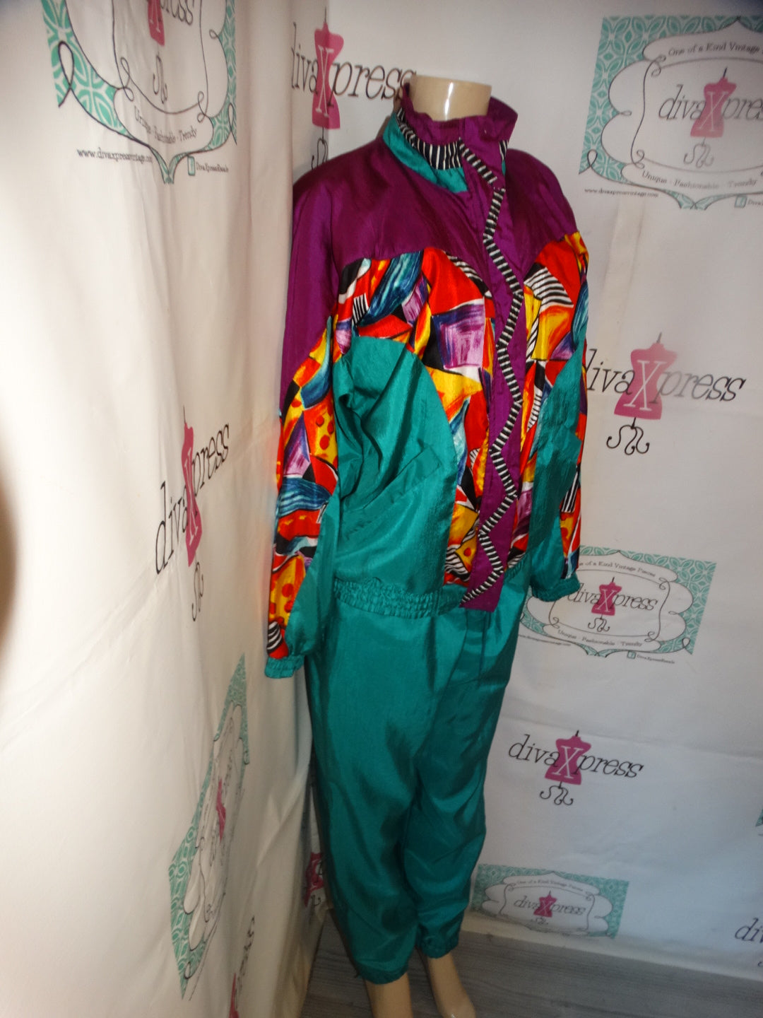 Vintage Lavon Colorful 2 Piece Track Suit Size M