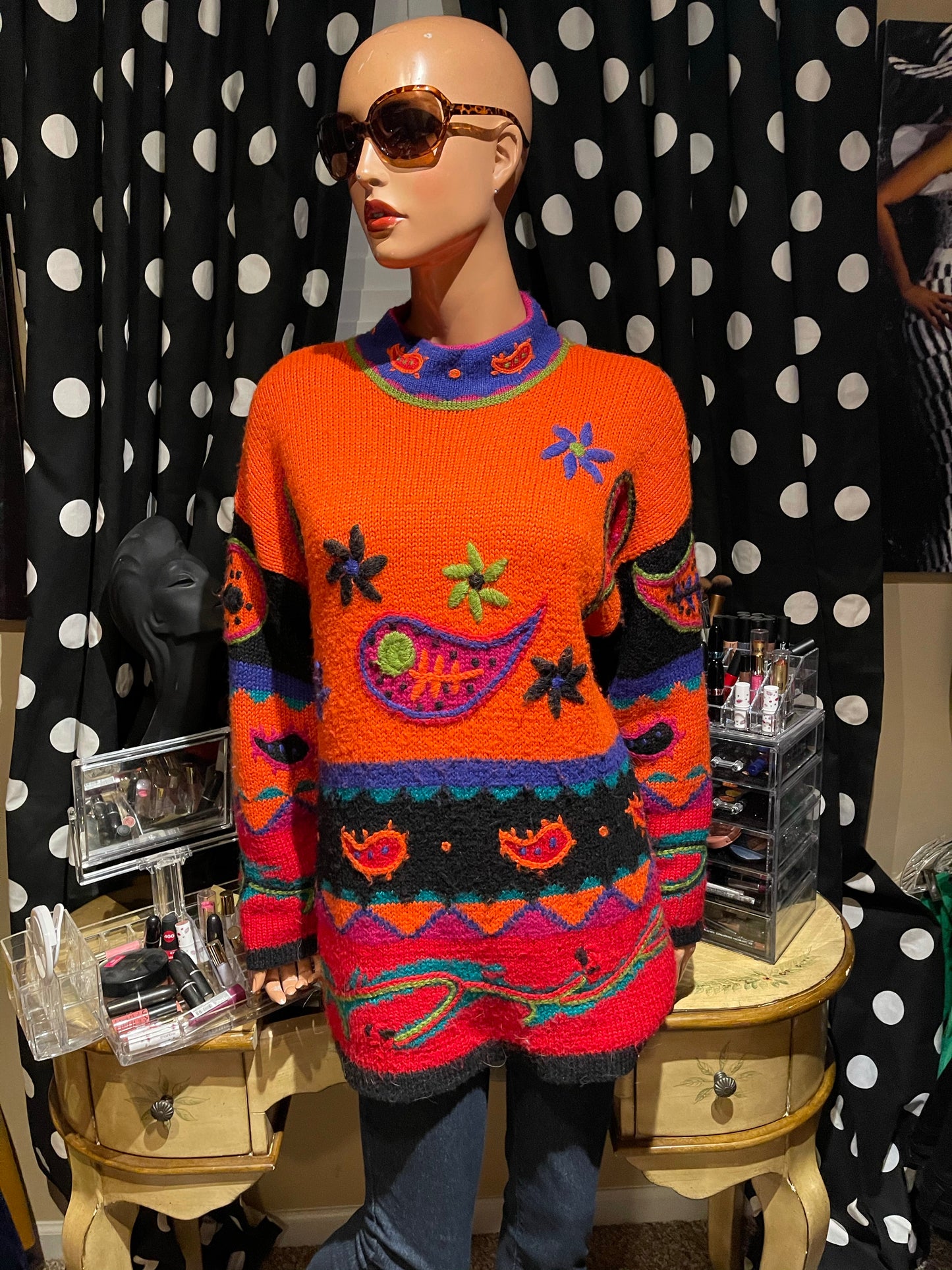 Vintage the Limited Orange Colorful Sweater Size 1x