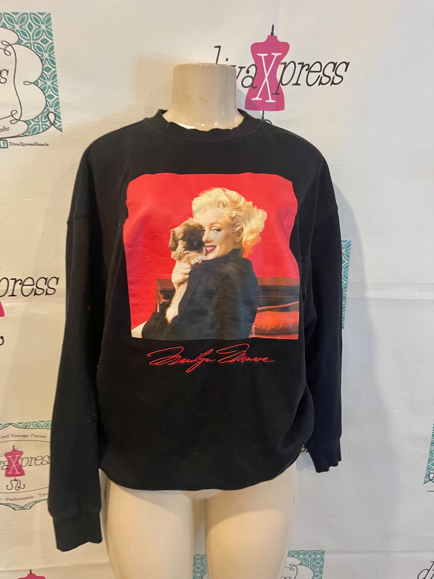 Marilyn Monroe Black Sweat Shirt Size M