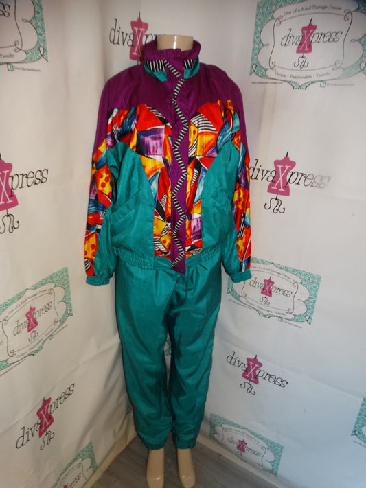 Vintage Lavon Colorful 2 Piece Track Suit Size M
