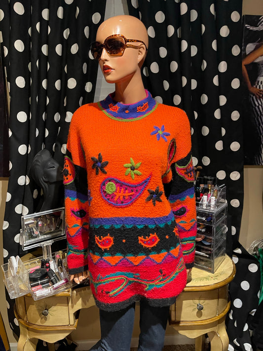 Vintage the Limited Orange Colorful Sweater Size 1x