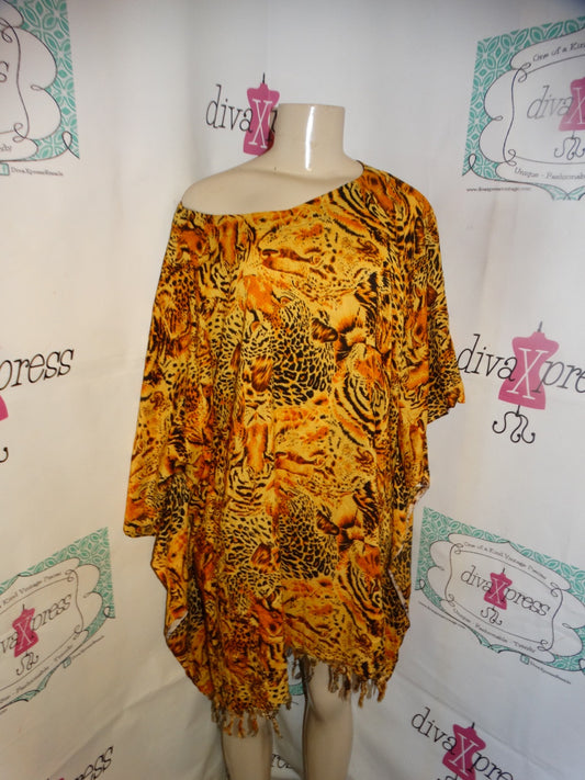 Vintage Tiger Print Blouse Size 3x